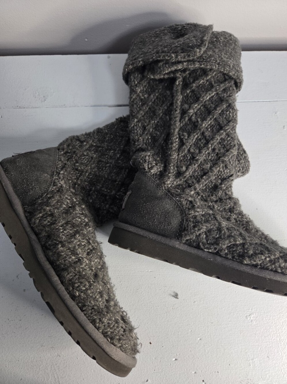 Ugg Cable Knit Sweater Style Boots Size 8